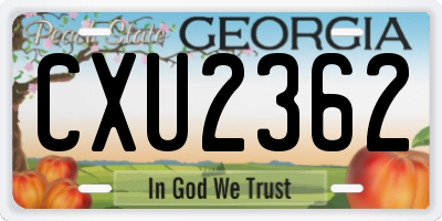 GA license plate CXU2362