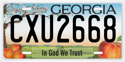 GA license plate CXU2668
