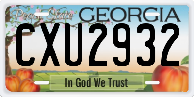 GA license plate CXU2932