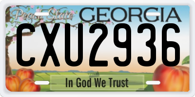 GA license plate CXU2936
