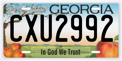 GA license plate CXU2992