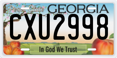 GA license plate CXU2998