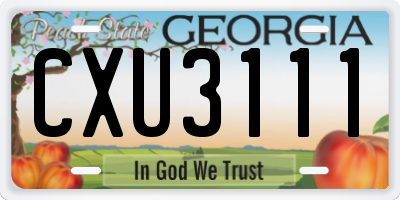 GA license plate CXU3111