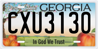 GA license plate CXU3130