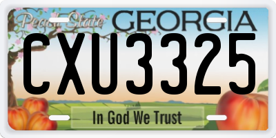 GA license plate CXU3325