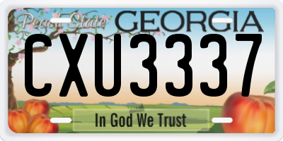 GA license plate CXU3337