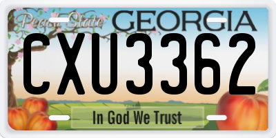 GA license plate CXU3362