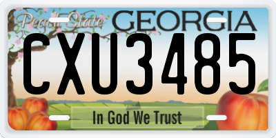 GA license plate CXU3485