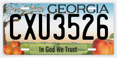 GA license plate CXU3526