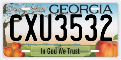 GA license plate CXU3532