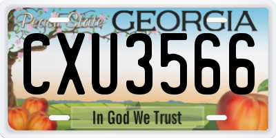 GA license plate CXU3566