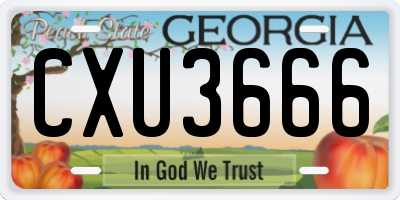 GA license plate CXU3666