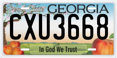 GA license plate CXU3668