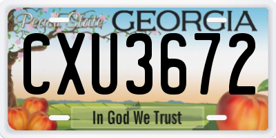 GA license plate CXU3672