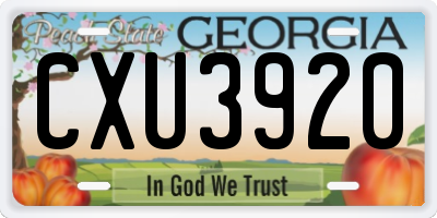GA license plate CXU3920