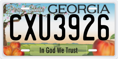 GA license plate CXU3926