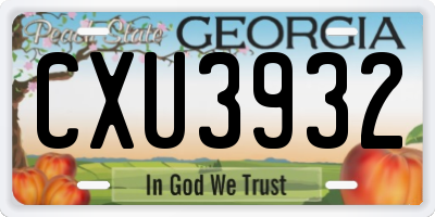 GA license plate CXU3932