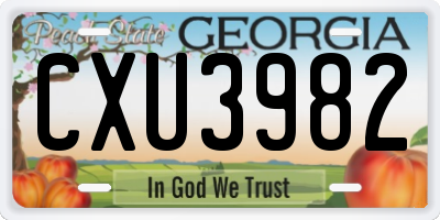 GA license plate CXU3982