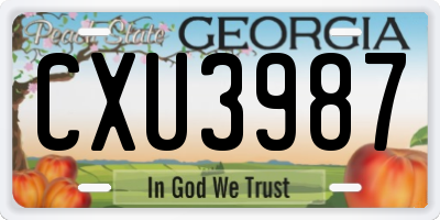GA license plate CXU3987