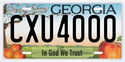 GA license plate CXU4000