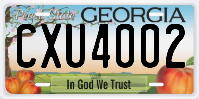 GA license plate CXU4002