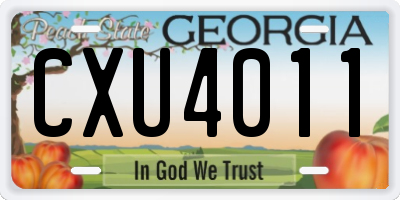 GA license plate CXU4011