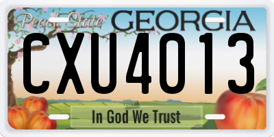 GA license plate CXU4013