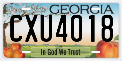 GA license plate CXU4018