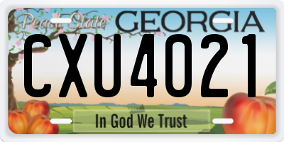 GA license plate CXU4021