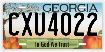 GA license plate CXU4022