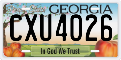 GA license plate CXU4026