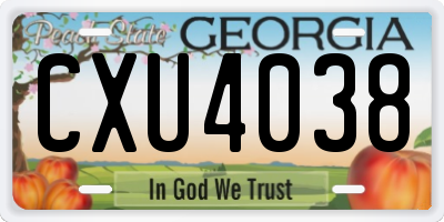 GA license plate CXU4038