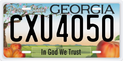 GA license plate CXU4050