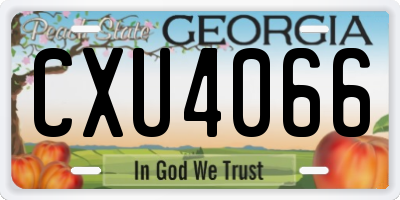 GA license plate CXU4066