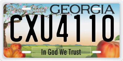 GA license plate CXU4110