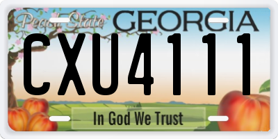 GA license plate CXU4111