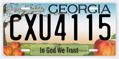 GA license plate CXU4115