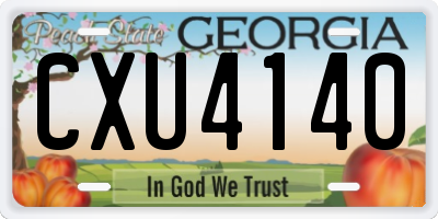GA license plate CXU4140