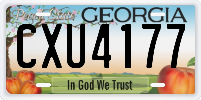 GA license plate CXU4177