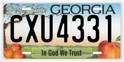 GA license plate CXU4331