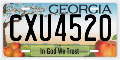GA license plate CXU4520