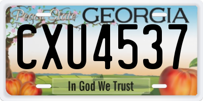 GA license plate CXU4537