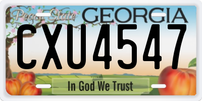 GA license plate CXU4547