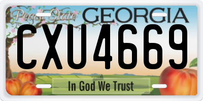 GA license plate CXU4669