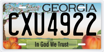 GA license plate CXU4922