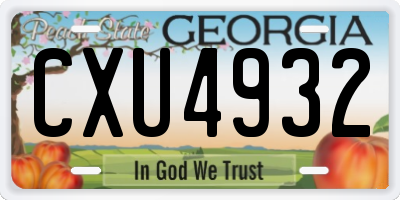 GA license plate CXU4932