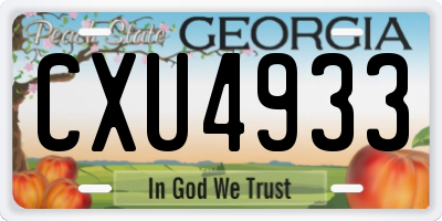 GA license plate CXU4933