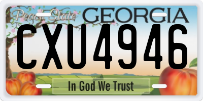 GA license plate CXU4946