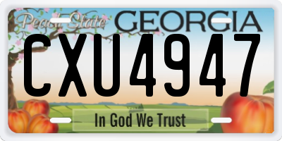 GA license plate CXU4947