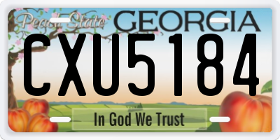GA license plate CXU5184